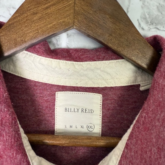 Billy Reid Dull Red Polyester Blend Collared Polo Shirt Mens 2XL Lightweight - Picture 3 of 7